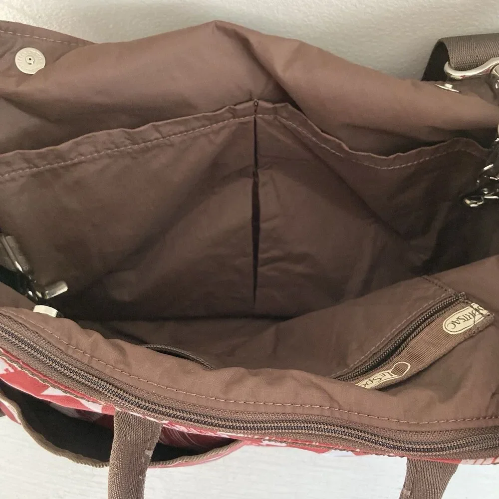 LeSportsac Liz Baby Diaper Bag Tote Large Pockets Rust Brown Utility Carry All
